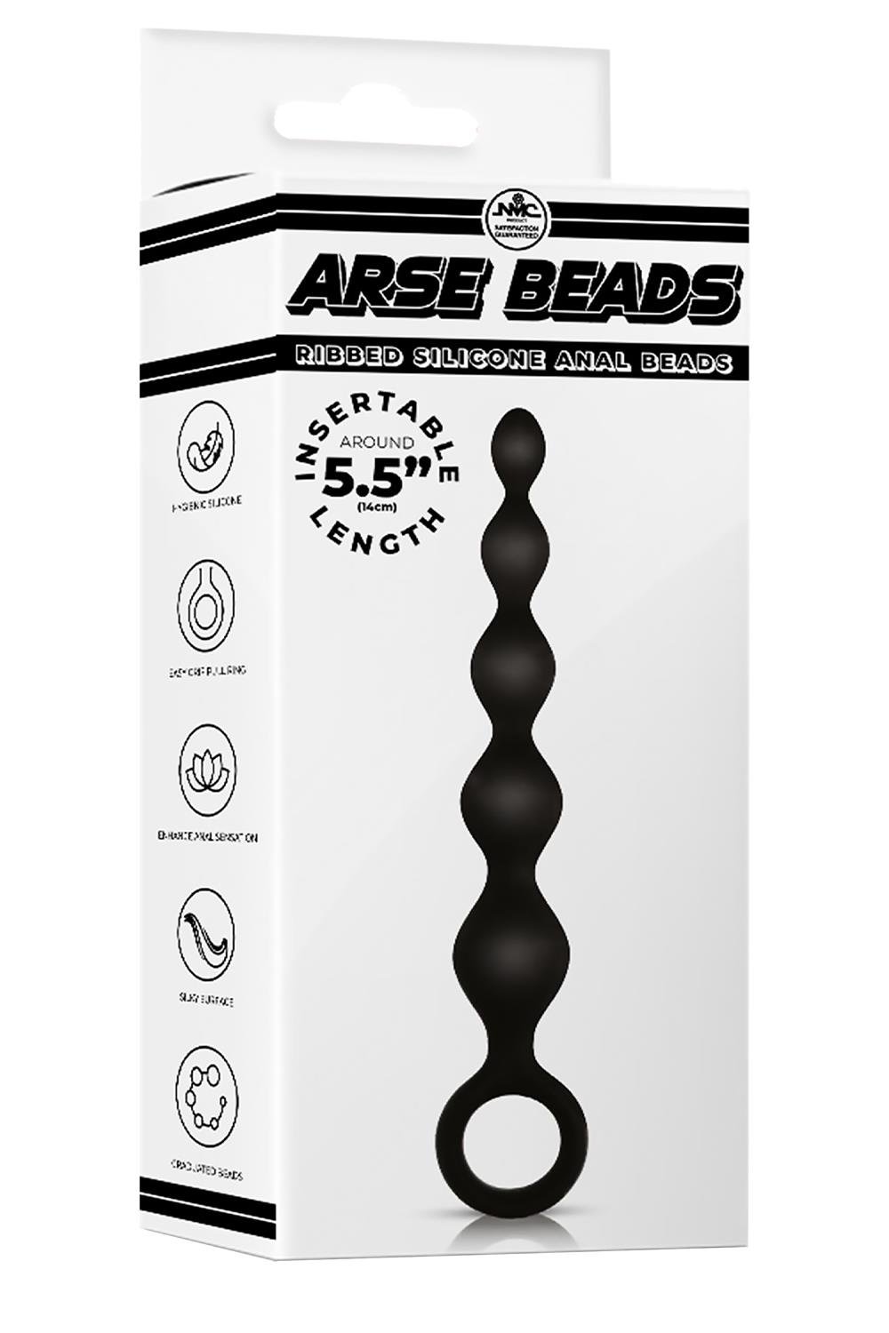 NMC 5.5 INCH RIBBED SILICONE ANAL BEADS BLACK