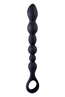 10 Inch Ribbed Silicone Anal Ball Beads Black