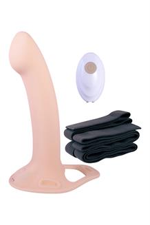 9.5 Inch Rechargeable Silicone Vibration Hollow Strap On With Ball Ring Flesh
