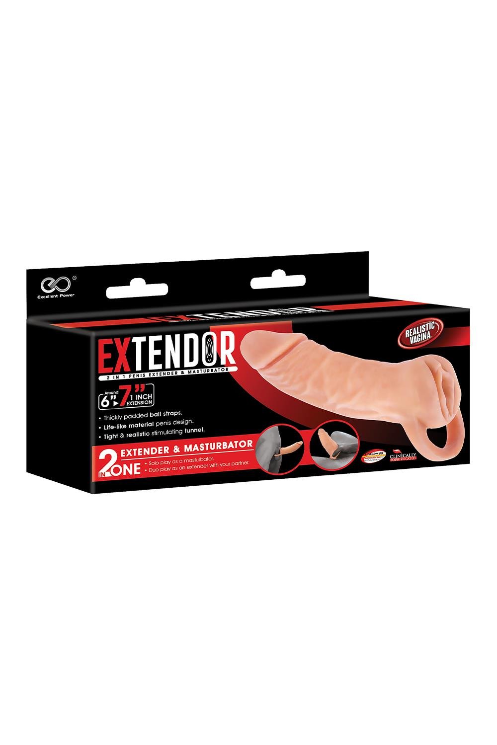 Two In One 7 Inch Penis Extender And Masturbator Flesh