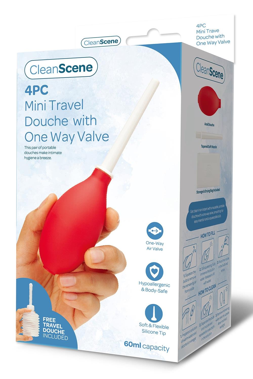 AQUACLEAN 4PCS MINI TRAVEL DOUCHE WITH ONE WAY VALVE