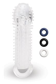 Clear View Textured Penis Extender with Ball Loop