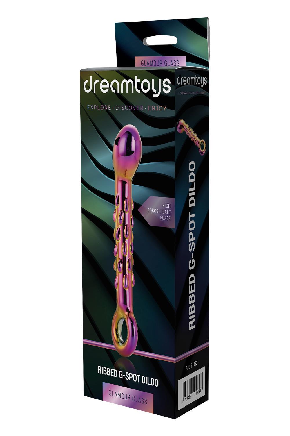 GLAMOUR GLASS RIBBED G-SPOT DILDO