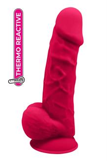 Dildo with Balls 8.5 Inch Fuchsia