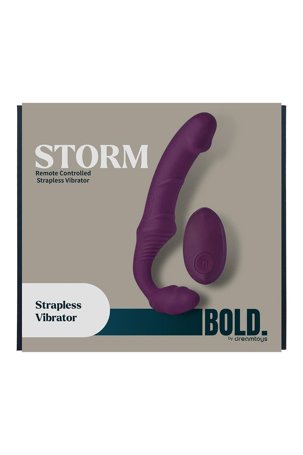 BOLD. STORM REMOTE CONTROLLED STRAPLESS VIBRATOR STORM WITH 6 INCH DILDO