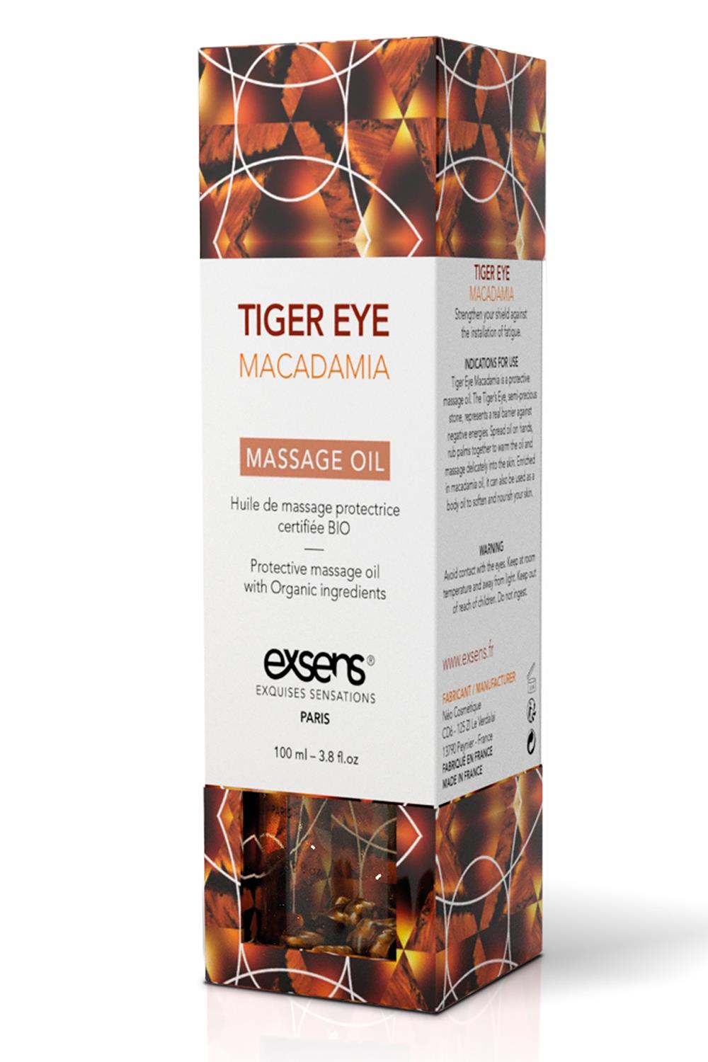 EXSENS ORGANIC MASSAGE OIL TIGER EYE MACADAMIA  100ML
