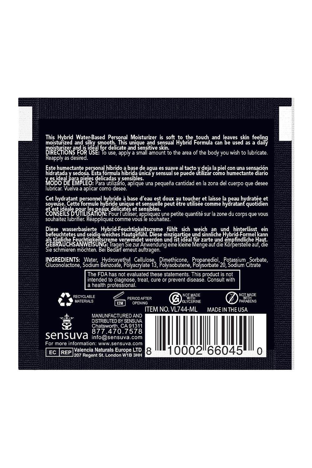 SENSUVA HYBRID PERSONAL MOISTURIZER CARAMEL APPLE 6 ML