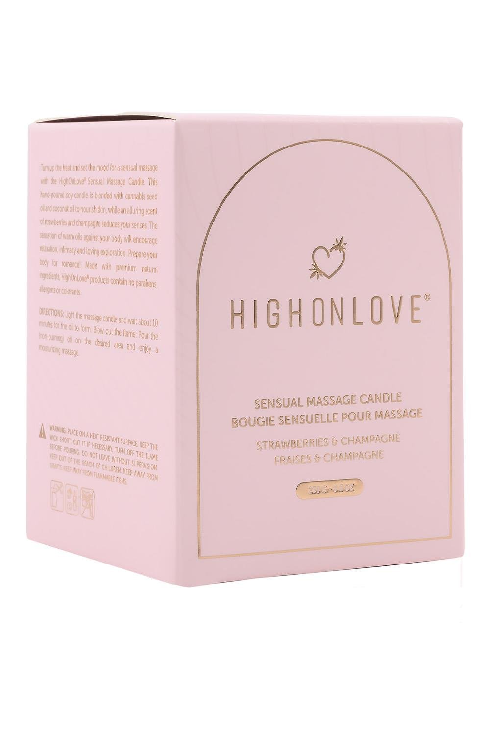HIGH ON LOVE PINK MASSAGE CANDLE STRAWBERRIES AND CHAMPAGNE 220ML