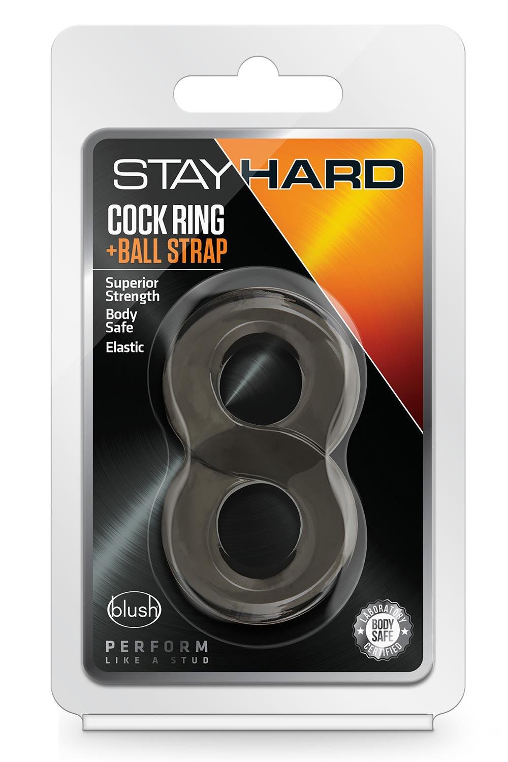 STAY HARD COCK RING AND BALL STRAP BLACK