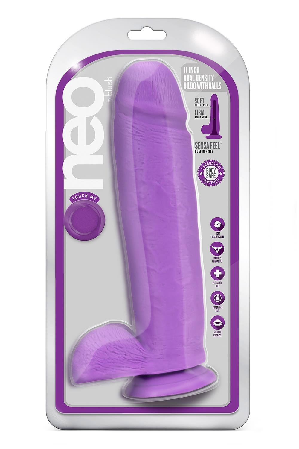 NEO 11 INCH DUAL DENSITY DILDO NEON PURPLE