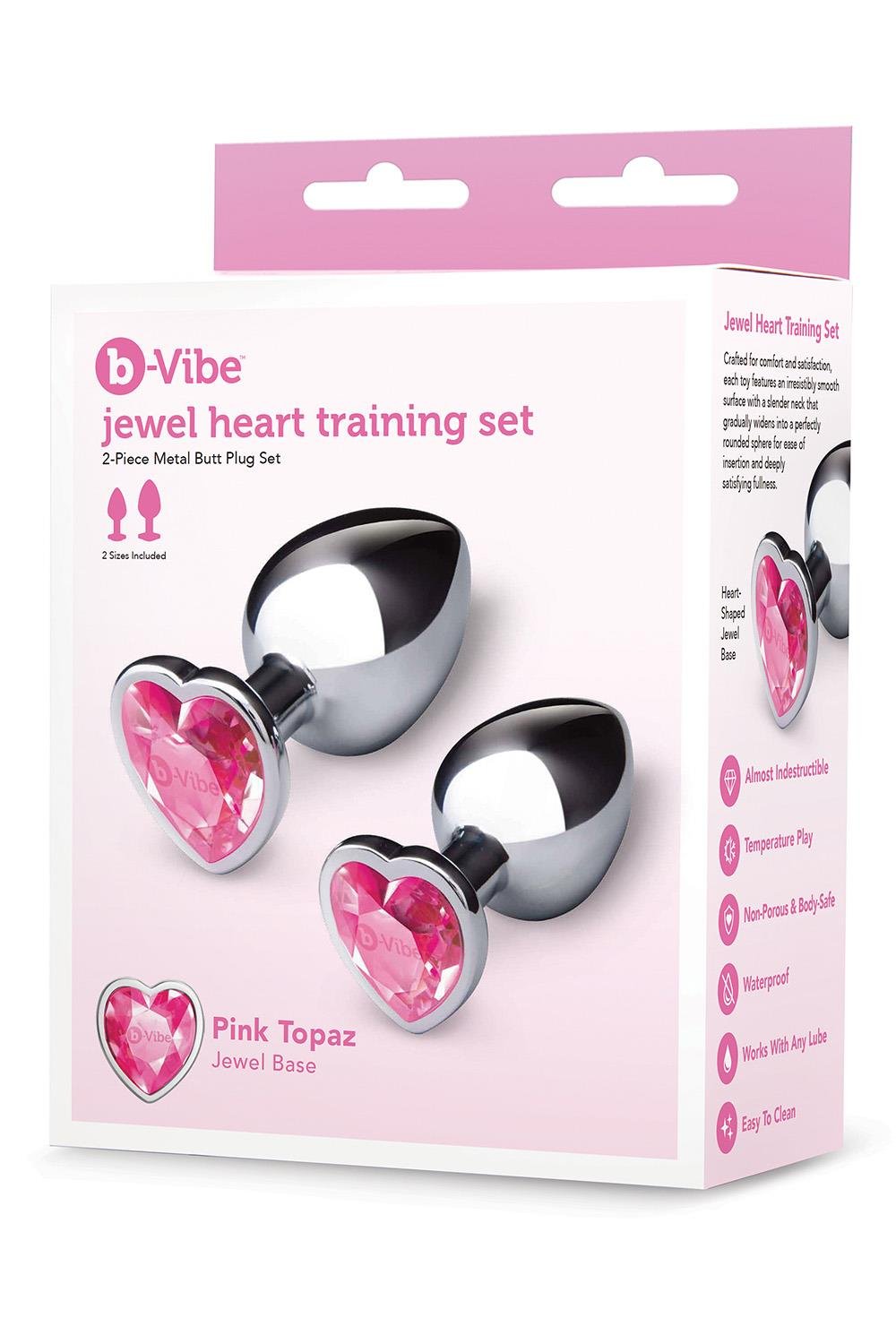 B-VIBE JEWEL HEART METAL BUTT PLUG TRAINING SET