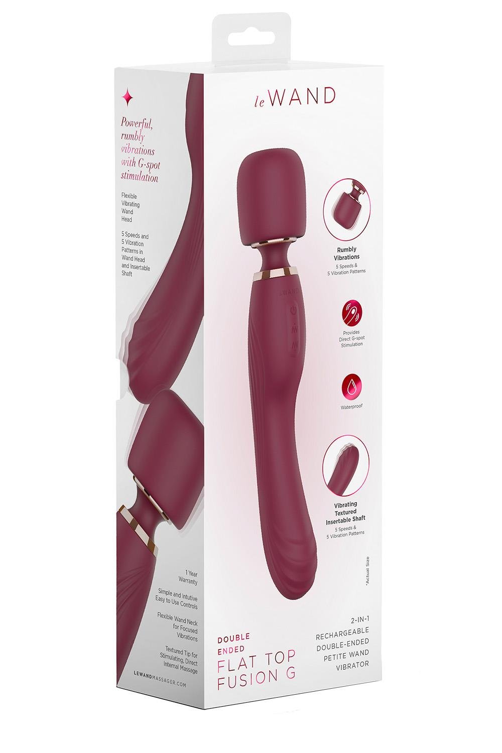 LE WAND FLAT TOP FUSION G 2-IN1 DOUBLE ENDED WAND VIBRATOR