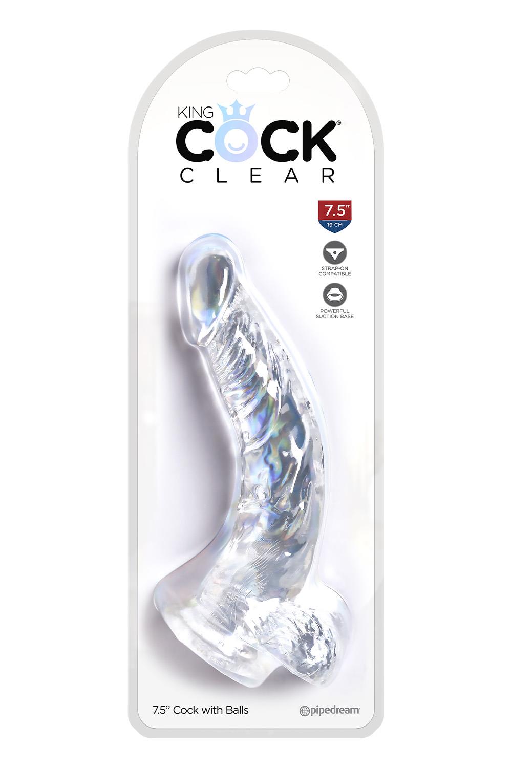 KING COCK CLEAR 7.5 INCH COCK WITH BALLS CLEAR
