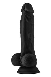 Model A 8.5 Inch Liquid Silicone Dong With Balls Black