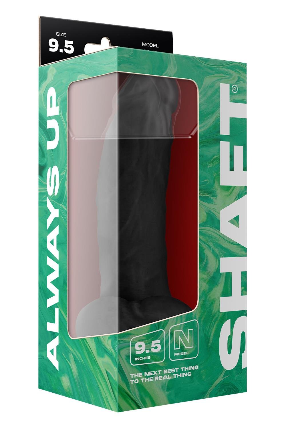 SHAFT MODEL N 9.5 INCH LIQUID SILICONE DONG WITH BALLS BLACK