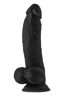 Model N 9.5 Inch Liquid Silicone Dong With Balls Black