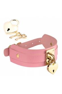 Heart Lock & Key Collar Pink/Gold