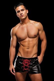 Lace-Up Wetlook Trunks Black Red