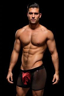 Snap Down Mesh Boxer Brief Black Red