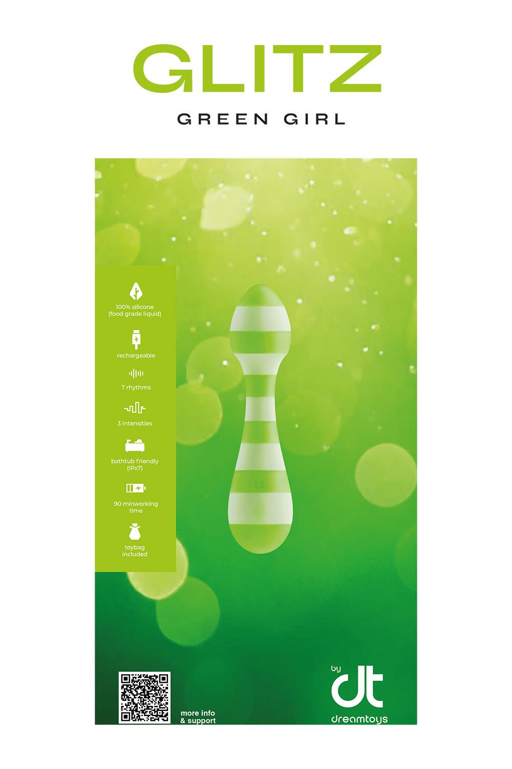 INLAY DREAMTOYS GLITZ GREEN GIRL TRAVEL WAND MASSAGER