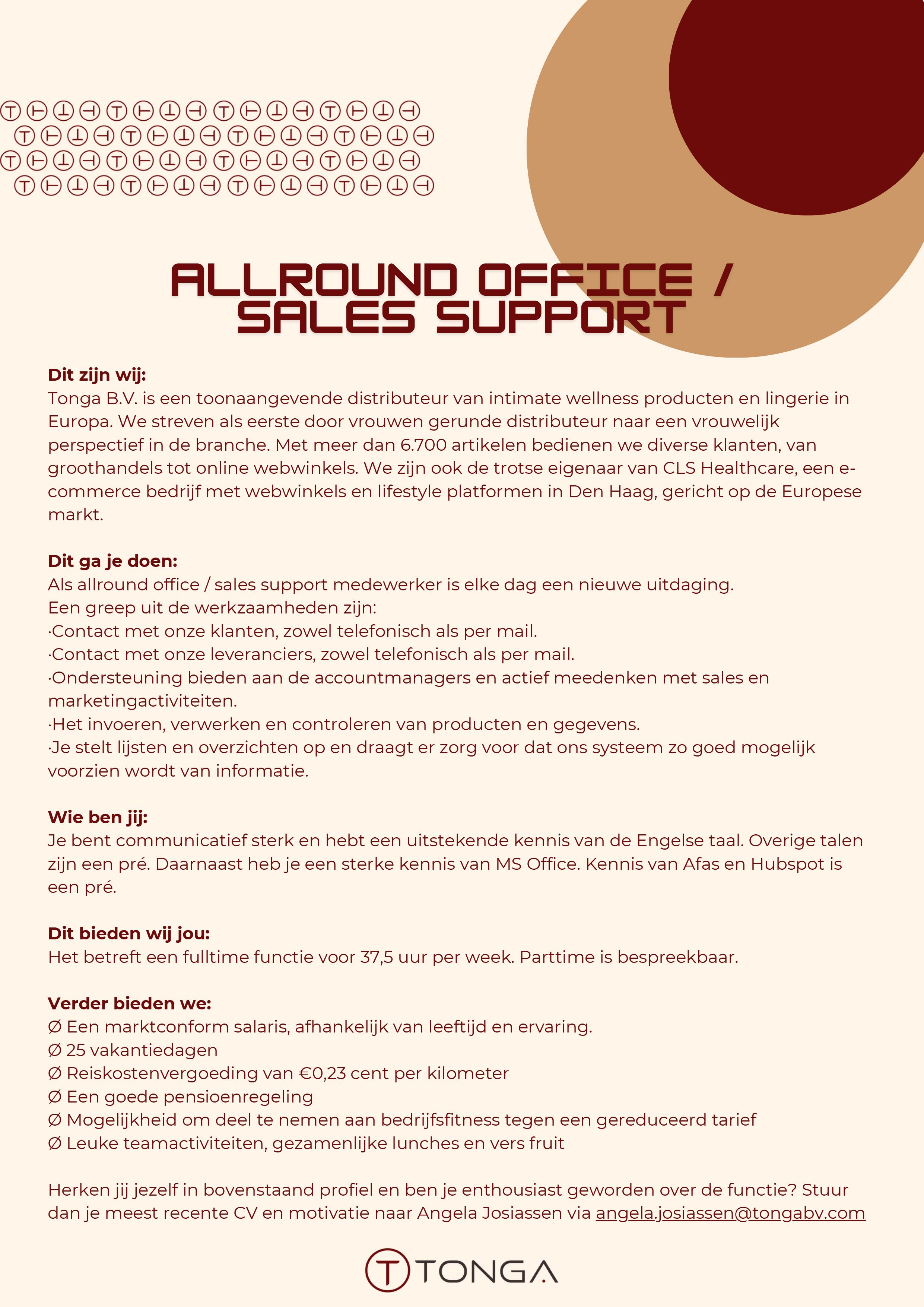 vacature allround office sales support